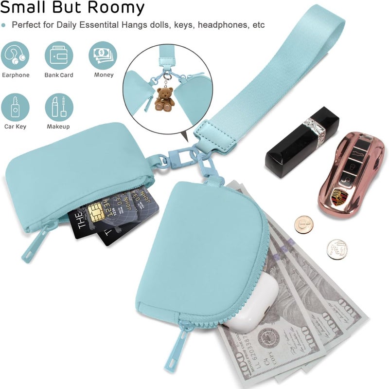 Viverte Mini Zip Around Wristlet Wallets for Women Small Portable Dual Pouch Keychain Wristlet Wallet Preppy Things Cute Stuff Gifts for Teen Girls (Icing Blue) - Image 4